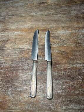 Vintage Silverplate Handle Dinner Knives with Stainless Steel Blades